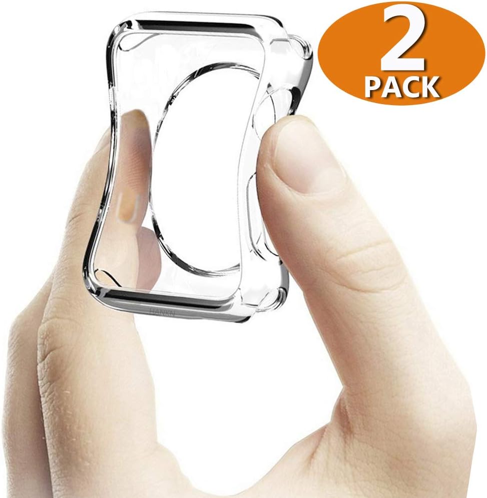 2 Pack HANKN 42mm Case for Apple Watch Series 3 2 1 Case, Soft TPU Cover Shockproof Iwatch Bumper [No Front Screen Protector] (Clear+Clear, 42mm)