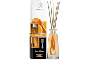 AROMATIKA Orange Reed Diffuser 100ml - Room Fragrance Diffuser w/Natural Essential Orange Oil - Best for Aromatherapy - Spa -