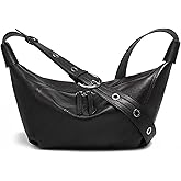 MFFOR Genuine Leather Hobo Bag, Crossbody Bags for Women, Slouchy Shoulder Purse, Crescent Bag with Adjustable Strap
