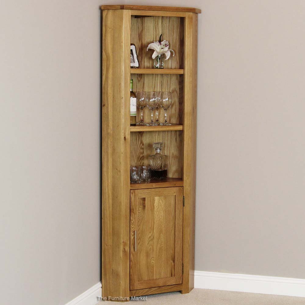 The Furniture Market New London Solid Oak Tall Corner Display
