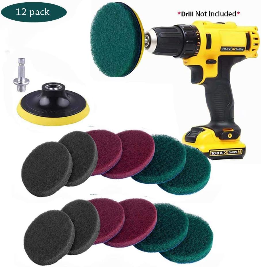 Jpettie Drill Power Scrubber Brush Scouring Pads & Sponge Cleaning Kit - All Purpose Cleaner Scrubbing Cordless Drill for Cleaning Pool Tile, Sinks, Bathtub, Ceramic, Polishing