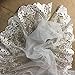 Bridal Beaded Embroidered Organza Fabric, Hand Cut Satin Boarder for Veil Craft and DIY Sewing, by The 2 Yard, with Pearl Beads & Silver Sequins Lace Fabric, White, 52