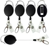 ZHIYE Retractable Badge Reel 5 Pcs Heavy Duty 65cm Key Keychain Holder Black view 1