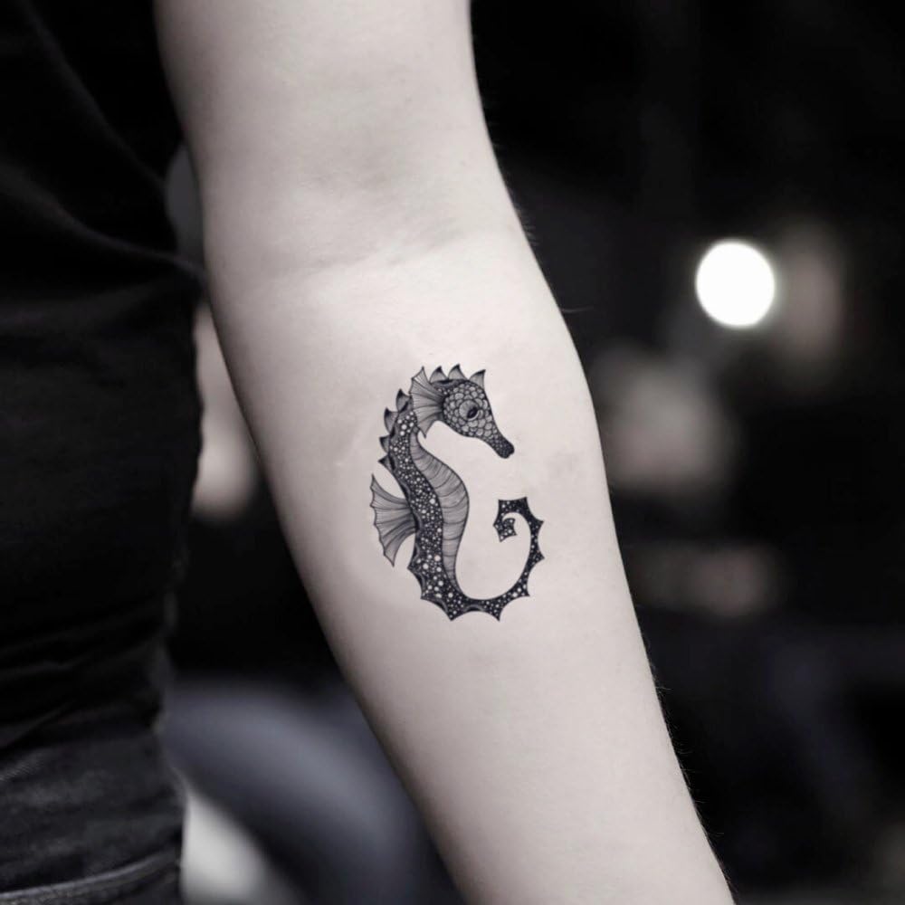 Seahorse Temporary Fake Tattoo Sticker (Set of 2) - www.ohmytat.com