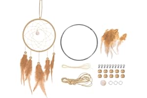 PATIKIL DIY Dream Catcher Kit, Making Supplies Wall Hanging for Beginner Style 3, Beige