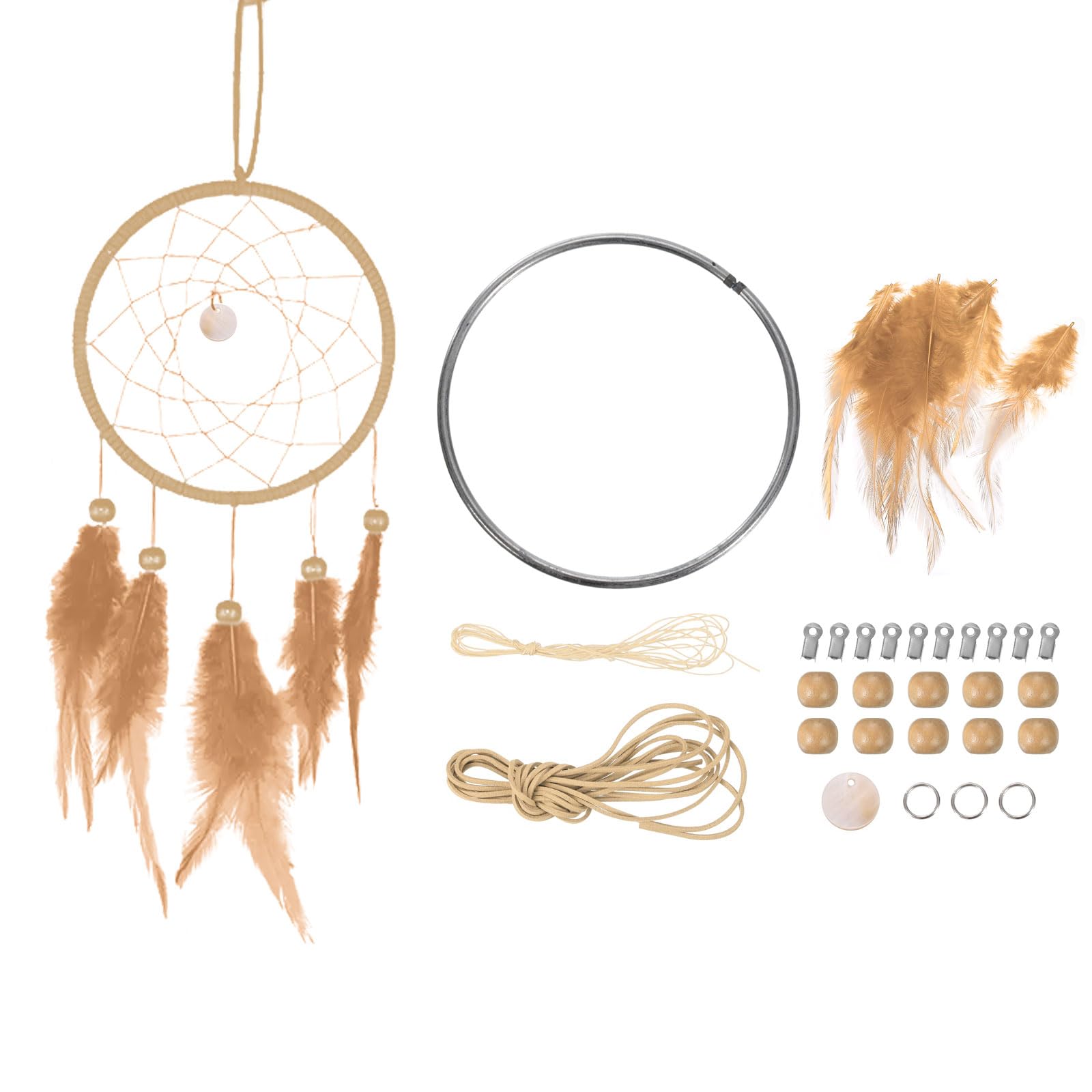 PATIKIL DIY Dream Catcher Kit, Making Dream Catcher Supplies Wall Hanging Handmade Dream Catcher Kits for Beginner Style 3, Beige — image 1