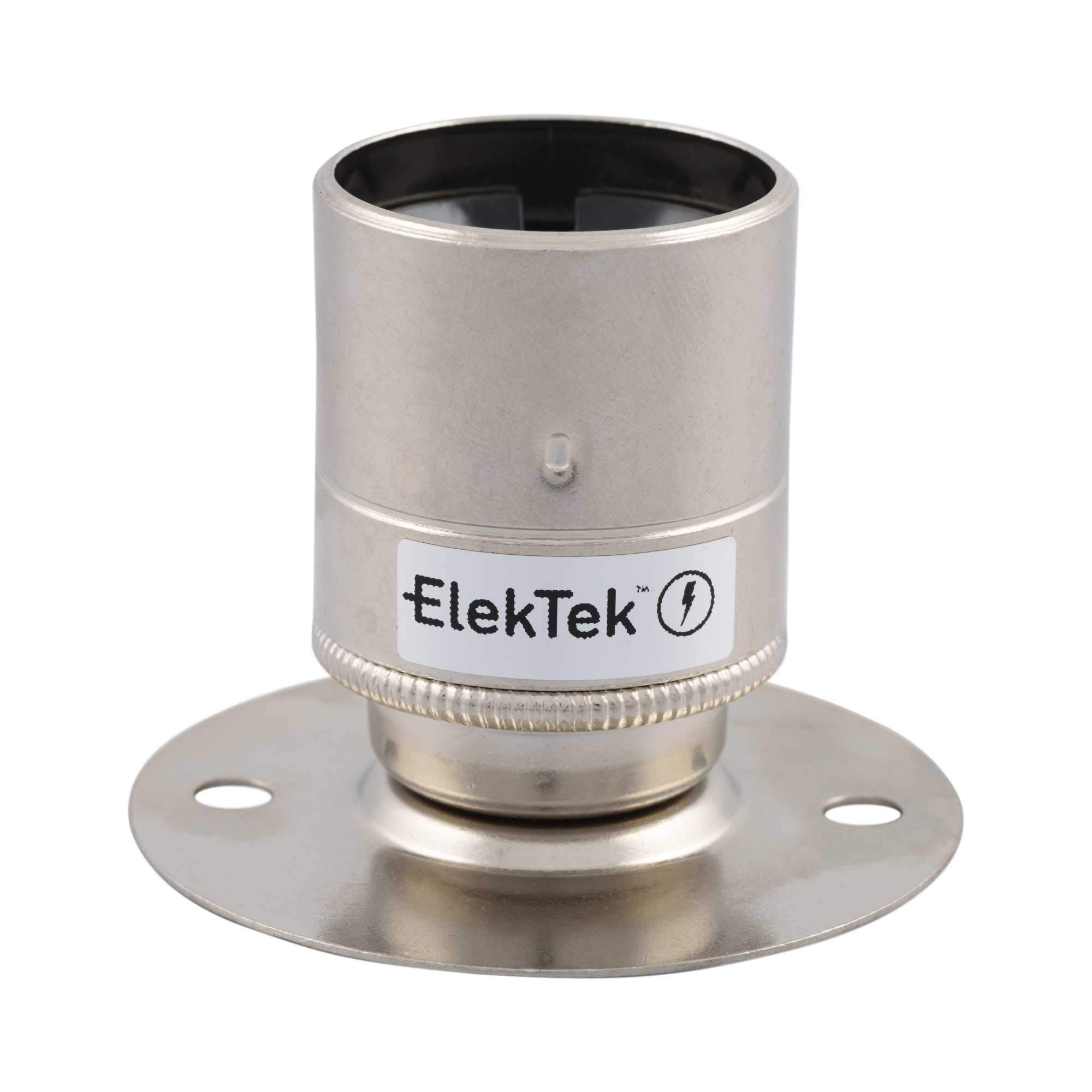ElekTek ES E27 Batten Lamp Bulb Holder with Plain Skirt Ideal for Vintage Filament Bulbs Nickel