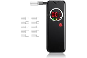 YYBNN Breathalyzer,Portable Breathalyzers for Alcohol with LCD Display,Professional-Grade Accuracy Alcohol Breathalyzer Tester with 10 Mouthpieces for Home or Party Use （Black）