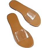 GORGLITTER Women's Clear Sandals Transparent Flat Sandals Dressy Summer Open Toe Beach Sandals