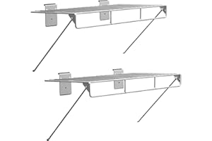 Crownwall Universal Slatwall Steel Wire Shelf with Rail, 2-Pack (24-in x 12-in)
