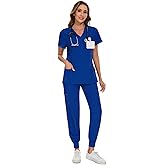COZYFIT Scrubs for Women Set - Stretch V-Neck Scrub Top & Jogger Pant with 8 Pockets COZY SCRUBS