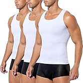 Arjen Kroos 3 Pack Men's Gynecomastia Compression Tank Top Slimming Tummy Control Athletic Workout Undershirt