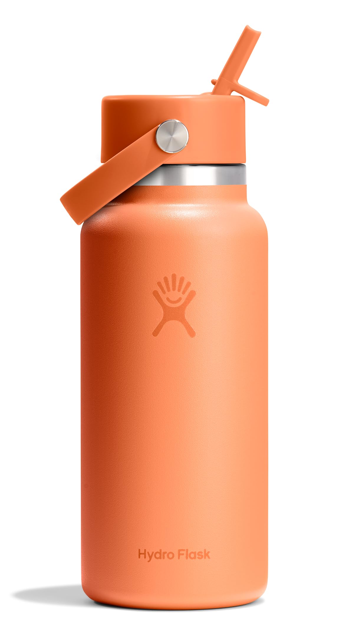Hydro Flask Water Bottle - Insulated Stainless Steel - Wide Mouth Flex Straw Lid, Non Spill, Leakproof and Refillable in 32 Oz Nectar Orange Image
