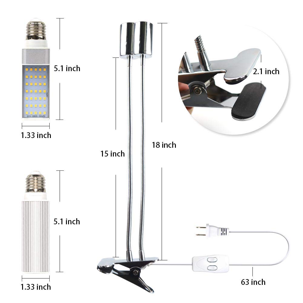 GIGRIN Full Spectrum Grow Light, Bright Plant Light 30W Equivalent Grow Lamp for Indoor Plants Hydroponic, Larger Lighting Coverage with Replaceable LED Bulbs, Dual Head Divide Controlled
