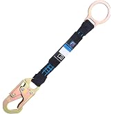FHFallArrest 18 Inch D Ring Extender with Galvanized Steel Self Locking Snap Hook and O Ring，Heavy Duty Fall Protection Safety Harness Extension Lanyard，For Construction &amp; Roofing, OSHA/ANSI Compliant
