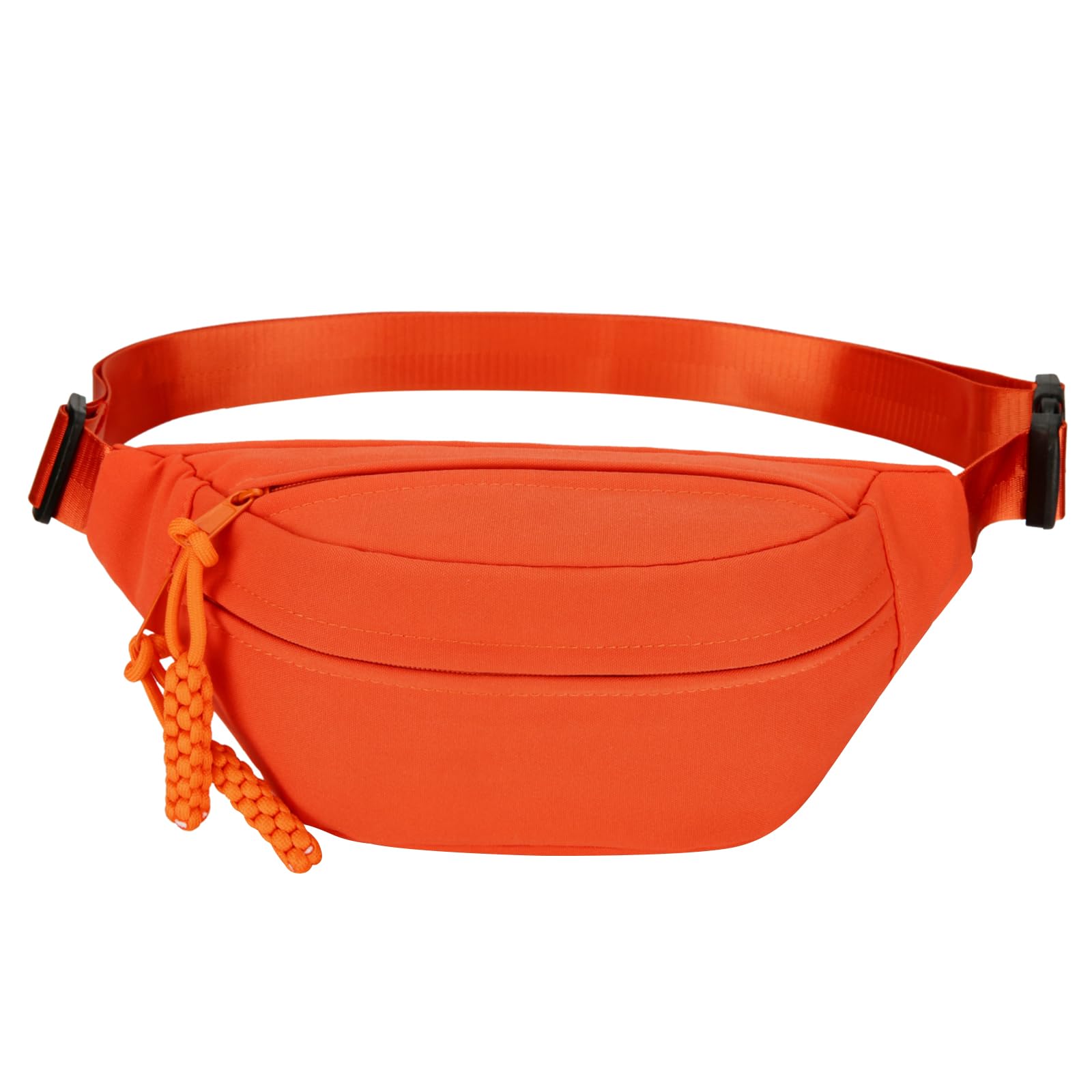 Long Keeper Bum Bag Waist Fanny Pack for Women Men Fashion Waist Packs Bumbag Cross Body Adjustable Travel Waist Bag Large Pockets for Running Hiking Outdoor (Orange)
