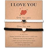 Sisadodo I Love You Bracelet for Couple Valentines Gifts for Husband Wife Heart Braided Bracelets Couple Anniversary Birthday Gift