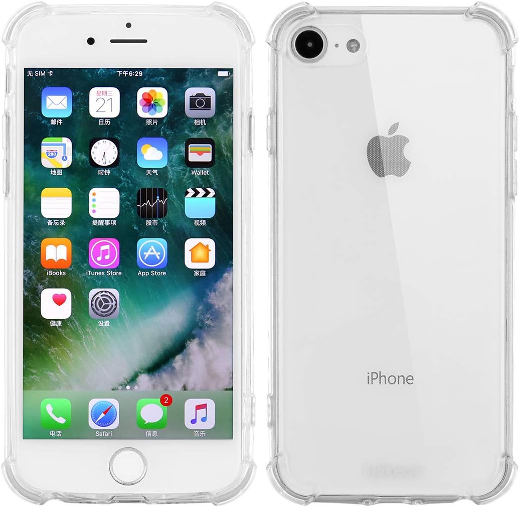 Ulikeus iPhone 7 Case, iPhone 8 Case Clear Slim Design Shockproof Drop Protection Soft Anti Yellow Protective Phone Back Cover