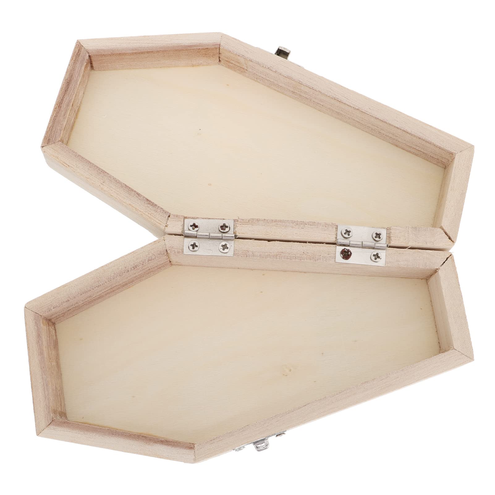 STOBOK Halloween Wooden Coffin Box: Large Unfinished Wood Fillable Hinged Box DIY Keepsake Casket Coffin Ring Pet Casket Wood Tray Locking Halloween Decoration