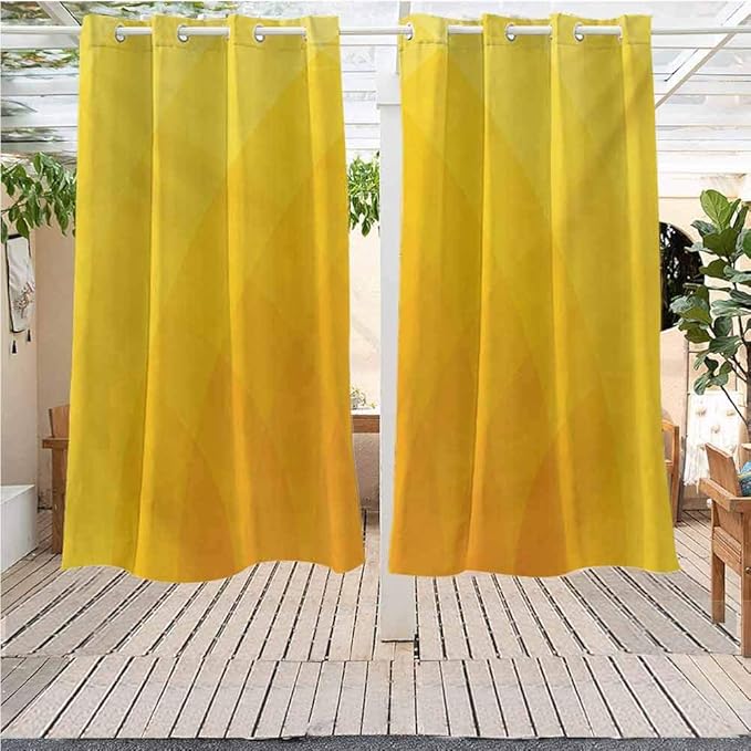 DONEECKL Yellow Outdoor Patio Curtain Illustration of