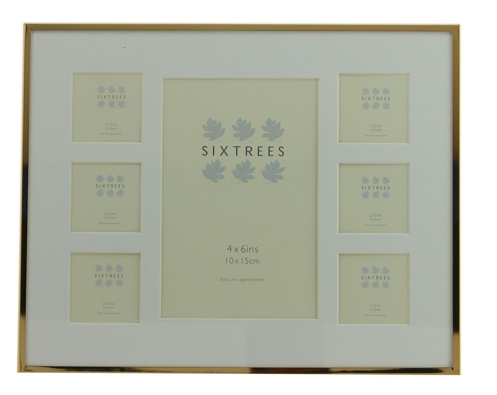 Sixtrees Rose Gold narrow profile photoframe with a mount for Six 2"x2" (Instagram) and One 6" x 4" Pictures - Park Lane