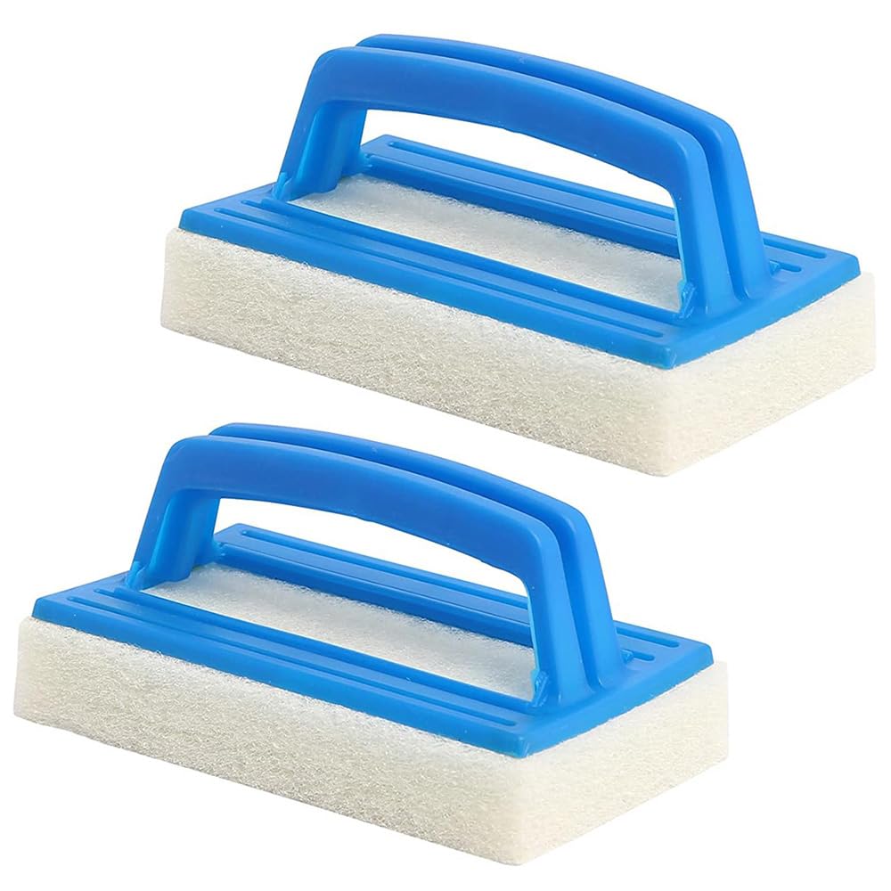 Roysmart Pack of 2 Pool Sponge Brushes, Pool Cleaning Hand Scrubber, Pool Brush, Pool Cleaning, Swimming Pool Brush with Handle, Suitable for Cleaning Dirt and Moss