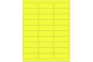 NextDayLabels - 8-1/2 x 11" Neon Color High Light Fluorescent Labels for Laser & Inkjet Printer (Yellow Fluorescent, 1" x 2-5