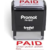 Promot Paid Self-Inking Rubber Stamp - Cash, Check &amp; Credit Options (Red) | Easy-to-Read Imprint, Speeds Up Transaction Processing, Crisp &amp; Consistent Impressions, Thousands of Clear Stampings