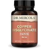 Dr. Mercola Copper Bisglycinate, Vegetarian, 180 Tablets (180 Servings) | Supports Cellular Health, Bioavailable Chelated Mineral, Essential Trace Element, Mini Tablets, 90-Day Supply