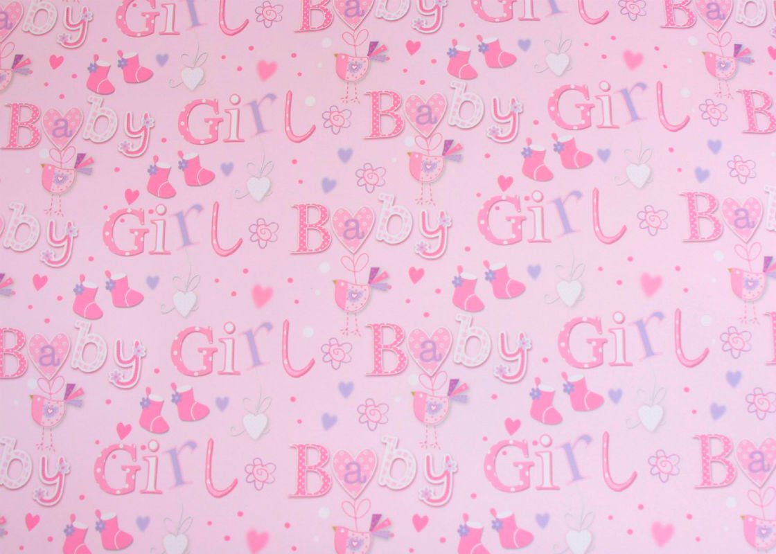 Simon Elvin BABY GIRL WRAPPING PAPER - 2 SHEETS OF GIFT WRAP & ONE TAG - SE2595