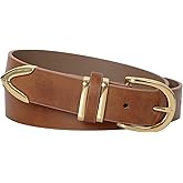 JIEDE Women Brown Leather Belt Fashion Waist Belts for Jeans Pants Minimalism Casual Ladies Belt with Gold Buckle
