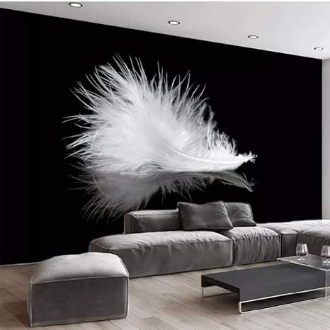 Amazon Xueshao 写真の壁紙モダンなシンプルな黒と白の羽壁画リビングルームダイニングルームクリエイティブアート壁画papel De Parede 1x100cm 壁紙