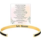 BlingNook Let Them Motivational Color Bangle, Stainless Steel Self Worth Inspirational Cuff Bracelets with Hidden Message Engraved Friendship Bracelet Jewelry Gift for Women Sorority Sisters Friends