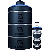 SHAKESPHERE Stackable Snack Containers - Leak-Resistant Travel Snack Container for Supplements, Protein, Nuts - 3 Twist-Lock Cups - Portable Food Storage for Gym, Office, Lunch, & School - Frosted