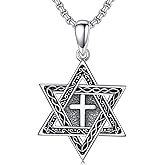 Swordgod Star of David Necklace S925 Star of David Necklace with Cross Jewish Jewelry Gifts for Christmas Birthday