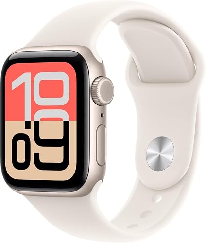 Apple Watch SE 3 [GPS + Cellular, 40mm] Starlight Aluminum Case with Starlight Sport Band, M/L (Renewed)