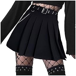 Women's Black Pleated Skirt All-Match Goth Cross