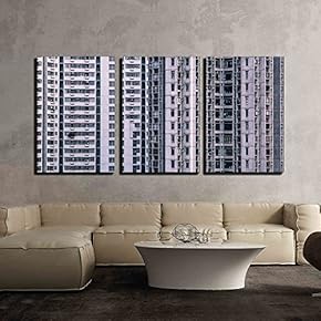 3 Piece Canvas Wall Art - Apartment Building - Modern Home Art Stretched and Framed Ready to Hang - 16"x24"x3 Panels