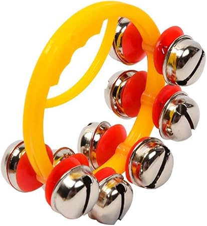 Amazon Onior メタルベル タンバリン ミニ そりの鈴 初期の教育楽器 手鈴 子ども 揺れ おもちゃ 黄色 2ピース ポータブル ポケットゲーム おもちゃ