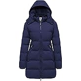 Wenven Women's Warm Thickened Parka Coat Winter Puffer Jacket with Removable Hood