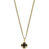CRAFTD - Black Clover Stone Pendant Necklace - 18K Gold & 316L Stainless Steel - 20.5" Cuban Chain with 15MM x 15MM Pendant - Waterproof, Heat & Sweat Resistant - Gifts for Men - Men's Jewelry
