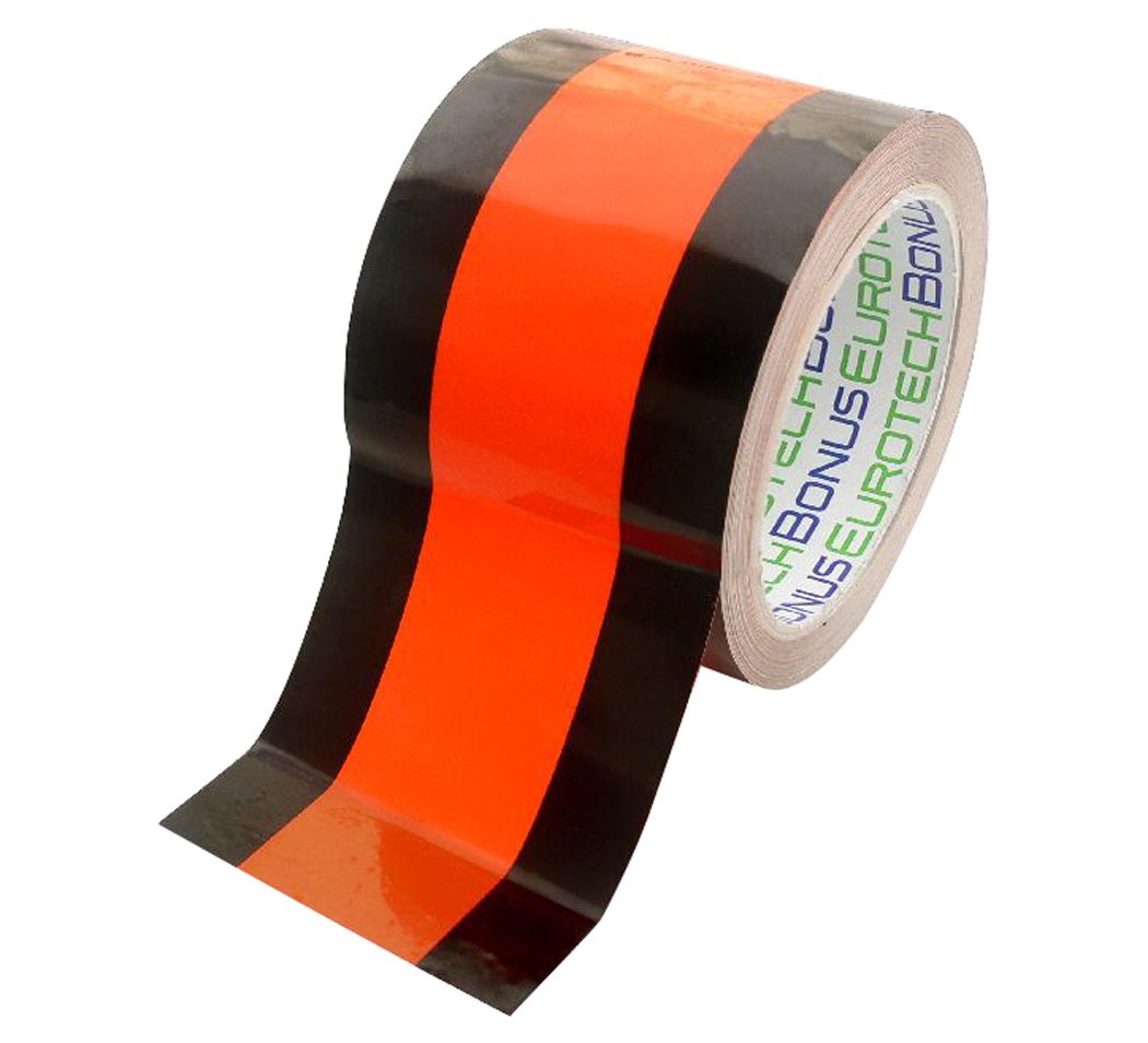 BONUS Eurotech 1BL28.00.0050/033 Temporarily Neutralizing Traffic Sign Tape, Rubber Based Adhesive, Width 50 mm, Length 33 m, Thickness 0.11 mm, Orange-Black