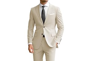 Wangyue Men's 2 Piece Suit Slim Fit Suits for Men Two Button Blazer Formal Business Jacket Suit for Wedding Prom Dinner