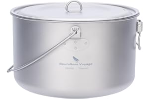 Boundless Voyage Titanium Hanging Pot with Foldable Handle Ultralight Portable for Outdoor Camping Picnic Hiking Cookware