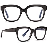 DIFF Ava 1.75 Reading Glasses | Blue Light Blocking Oversized Readers | Lightweight Designer Black Frames
