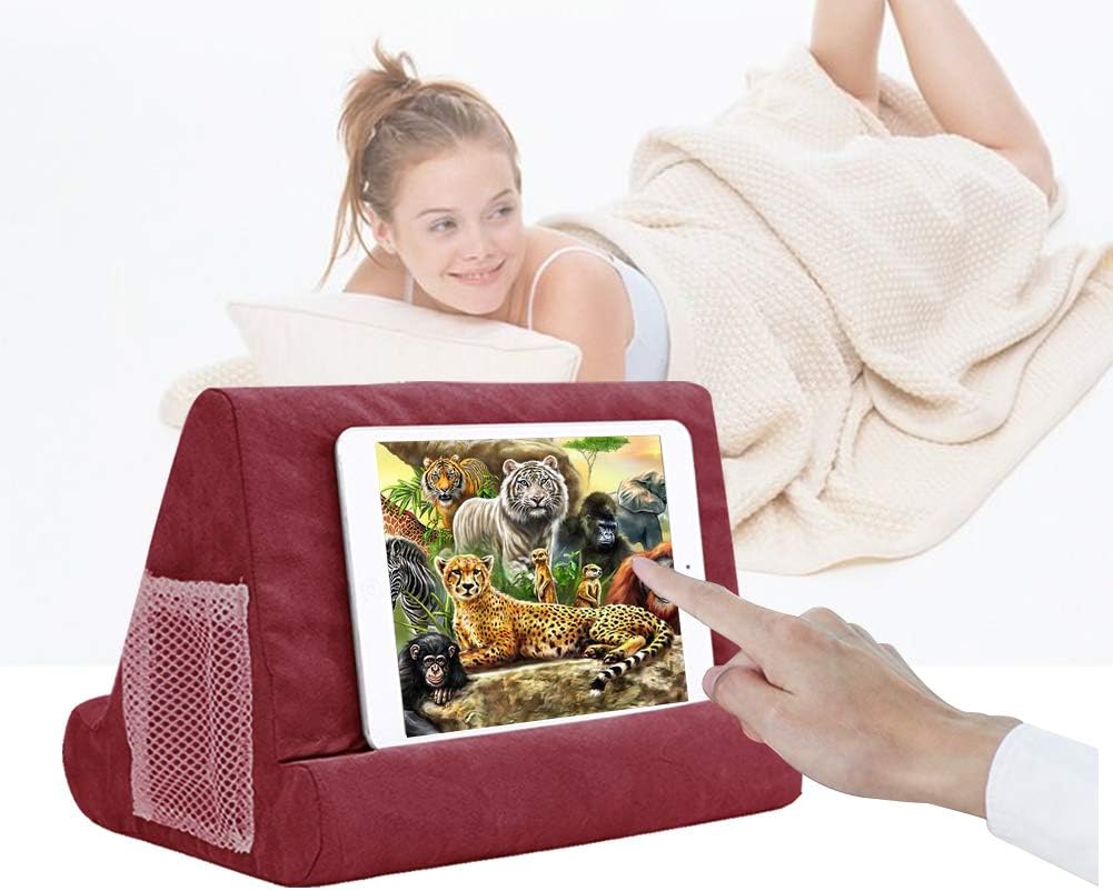 Tablet Pillow Holder Stand，Multi-Angle Soft Pillow for iPads, Bed Stand Foam Book Rest Reading Stand Pillow Pad 360 for Lap Bed Kids (Wine): Home Audio & Theater