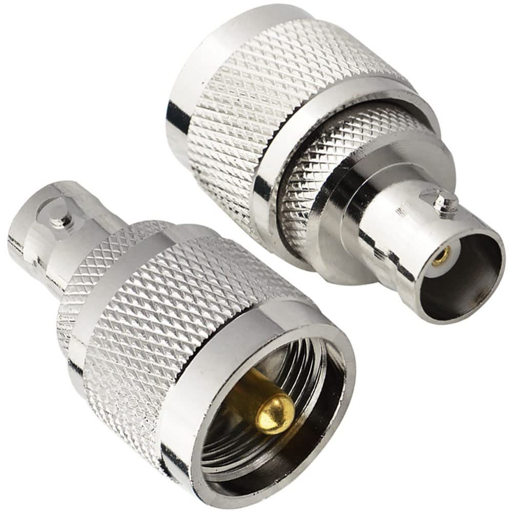 Boobrie BNC Female to PL259 UHF Male Adapter PL259 UHF to BNC Adapter Ham Radio Connector Low Loss for CB Antenna SO239 Wireless LAN Devices Two way Radio Walkie Talkie Handheld Pack of 2