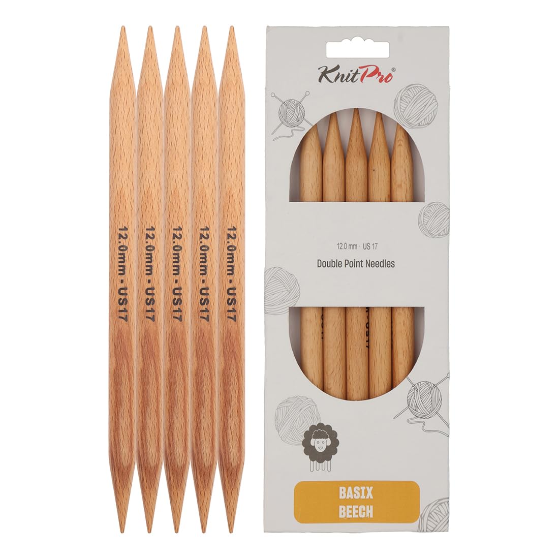 KnitPro Basix Beech Double Pointed Needles 8" (20cm) | 12.00mm — image 1