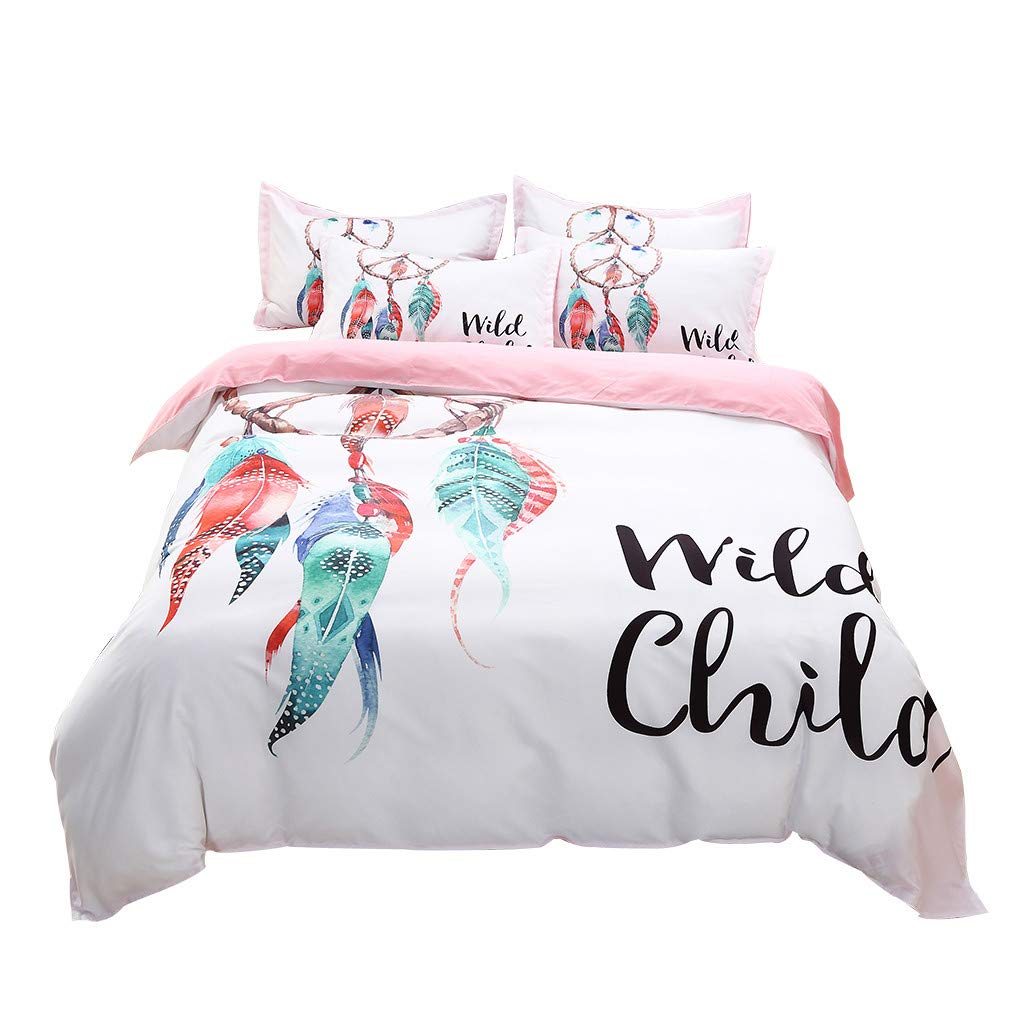 TOPBIGGER Bedding Duvet Cover 3 Piece Set–Colorful Printed Pattern Quilt Cover and 2 Pillowcase