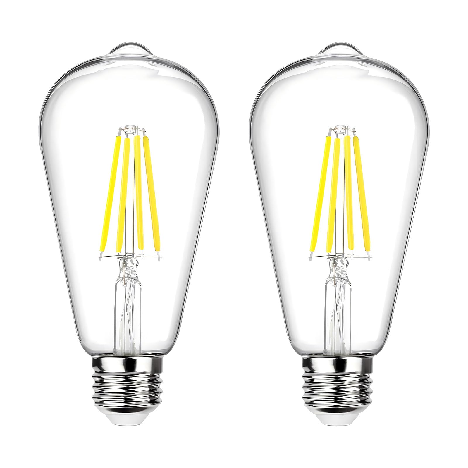 MLOQI 2 Pack Edison Screw Bulbs, 4W 6000K E27 Vintage Light Bulbs, Not Dimmable, Transparent Screw in Light Bulb (Cool White)